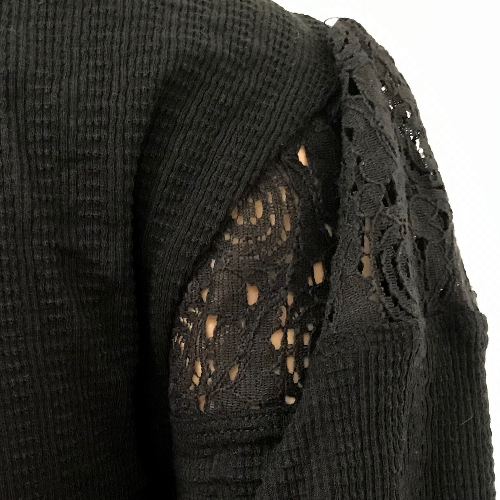 NWT free people bubble sleeve lace black top S - Picture 8 of 8